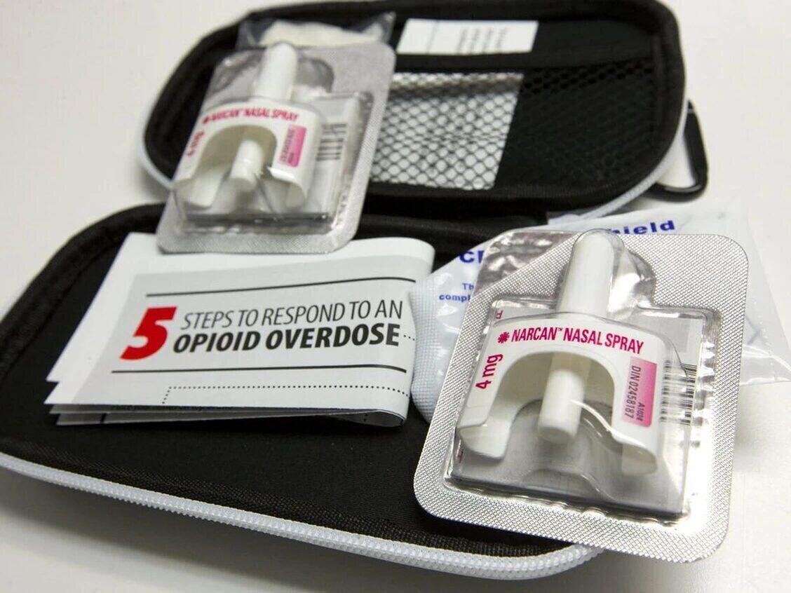A naloxone kit with two Narcan nasal spray doses and a five-step response card. Read the Windsor Star op-ed.