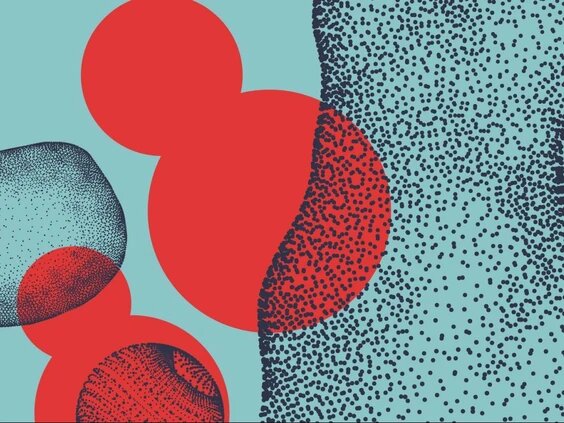Stylized illustration of red and navy microbial colonies. Read the National Post op-ed.